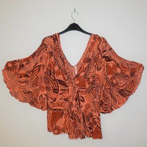 Free People Butterfly Wing Boho Print Top
